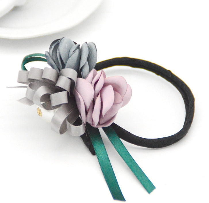 Bun Hair Half Bun Pearl Flower Hair Plate Hair Elastic